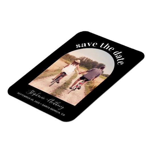 Elegant Arched Lijst Foto slaat de Magnet Datum op Magneet (Linkerzijde)