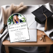 Elegant Arched Photo Afstudeerder Afstuderen aanko Acryl Uitnodigingen