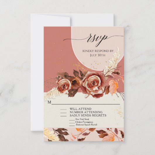 Elegant Arching Autumn Floral Foliage Script BOHO RSVP Kaartje (Voorkant)