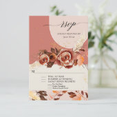 Elegant Arching Autumn Floral Foliage Script BOHO RSVP Kaartje (Staand voorkant)