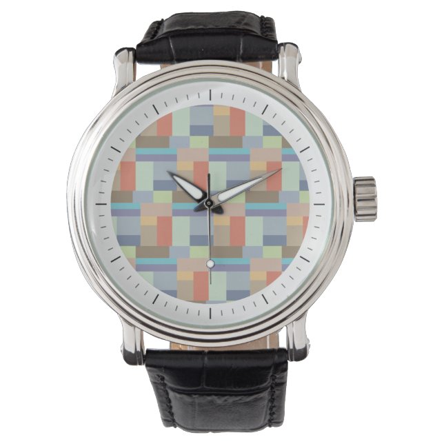 Elegant Architectuur Retro geometrisch patroon Horloge (Voorkant)