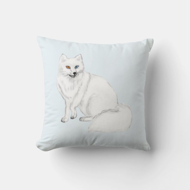 Elegant Arctic Fox Pillow with Snowflake Pattern  Kussen (Voorkant)