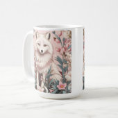 Elegant Arctic Fox Pink Floral Koffiemok (Voorkant links)