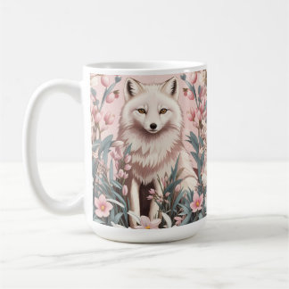 Elegant Arctic Fox Pink Floral Koffiemok