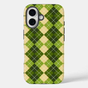 Elegant Argyle-patroon in groene en gele diamant iPhone 16 Hoesje