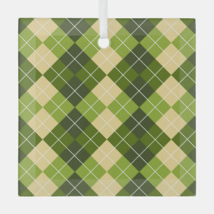 Elegant Argyle-patroon in groene en gele diamant Glas Ornament
