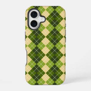 Elegant Argyle-patroon in groene en gele diamant iPhone 16 Hoesje