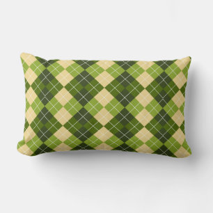 Elegant Argylepatroon in groene en gele diamant Kussen