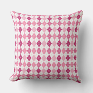 Elegant Argylepatroon: Roze en Paarse Plezier Kussen