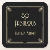 Elegant Art Deco 50 and Fabulous Birthday Kartonnen Onderzetters (Voorkant)