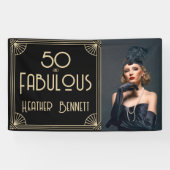 Elegant Art Deco 50 and Fabulous Birthday Spandoek (Horizontaal)