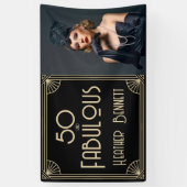 Elegant Art Deco 50 and Fabulous Birthday Spandoek (Verticaal)