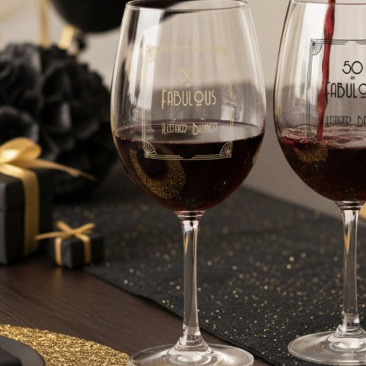 Elegant Art Deco 50 and Fabulous Birthday  Wijnglas Zonder Voet