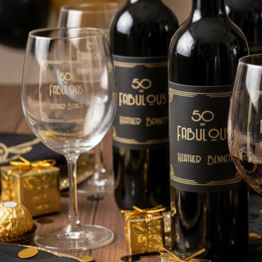 Elegant Art Deco 50 and Fabulous Birthday Wijnglas Zonder Voet