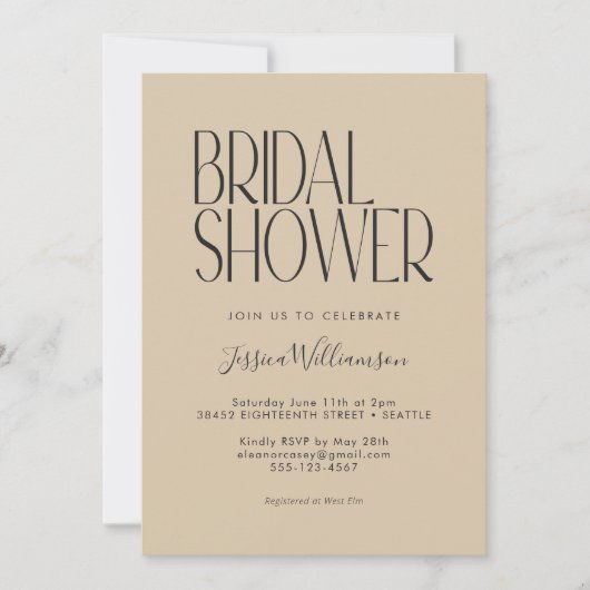 Elegant Art Deco Beige Black Text Vrijgezellenfees Kaart (Voorkant)