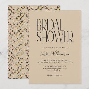 Elegant Art Deco Beige Black Text Vrijgezellenfees Kaart