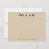 Elegant Art Deco Beige Brown Custom Name Wedding Bedankkaart (Voorkant)