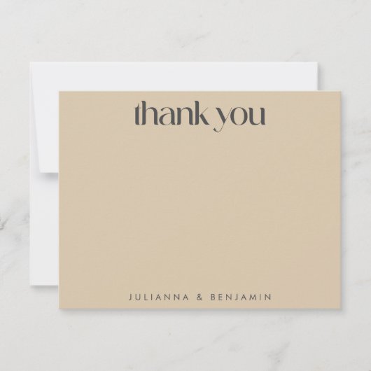Elegant Art Deco Beige Brown Custom Name Wedding Bedankkaart (Voorkant)
