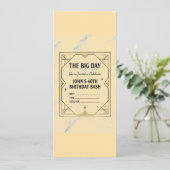 Elegant Art Deco Birthday Invitation on Marble Bac Kaart (Staand voorkant)