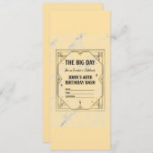 Elegant Art Deco Birthday Invitation on Marble Bac Kaart (Voorkant / Achterkant)