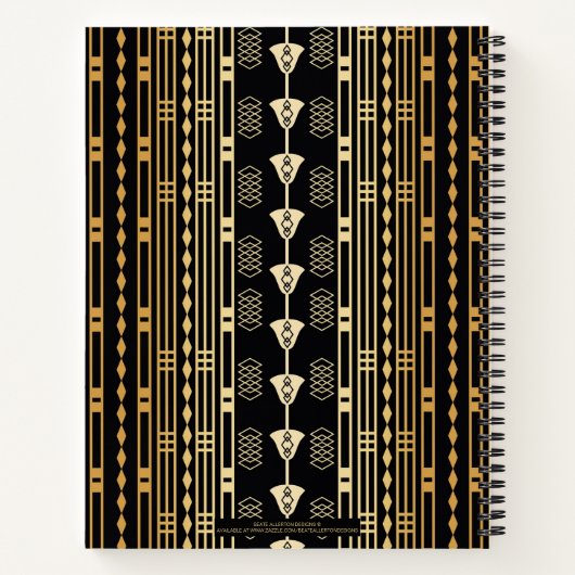 Elegant Art Deco Black en Gold Abstract monogram Notitieboek (Achterkant)