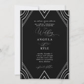 Elegant Art Deco Black en White Wedding Kaart (Voorkant)