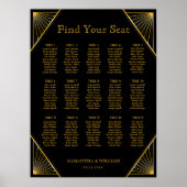  Elegant Art Deco Black Gold Seating Chart Poster (Voorkant)