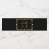 Elegant Art Deco Black Gold Weddenschap Water Waterfles Etiket (Enkel label)