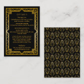 Elegant Art Deco Black Gold Wedding Enclo Informatiekaartje (Voorkant / Achterkant)