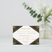  Elegant Art Deco Black Gold Wedding Enclo Informatiekaartje (Staand voorkant)