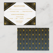  Elegant Art Deco Black Gold Wedding Enclo Informatiekaartje (Voorkant / Achterkant)