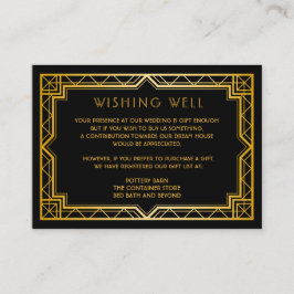 Elegant Art Deco Black Gold Wedding Enclo Informatiekaartje