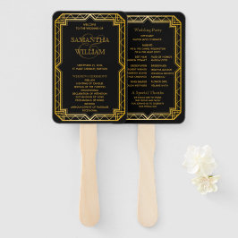 Elegant Art Deco Black Gold Wedding Hand F Handwaaier