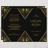  Elegant Art Deco Black Gold Wedding Progra (Voorkant / Achterkant)