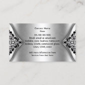 Elegant Art Deco Black Silver Floral Metal look Visitekaartje (Achterkant)