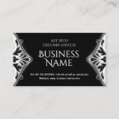 Elegant Art Deco Black Silver Floral Visitekaartje (Voorkant)