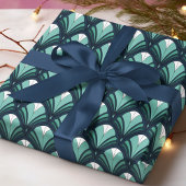 Elegant Art Deco Blue Green Luxury  Pattern Cadeaupapier