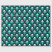 Elegant Art Deco Blue Green Luxury  Pattern Cadeaupapier (Vlak)