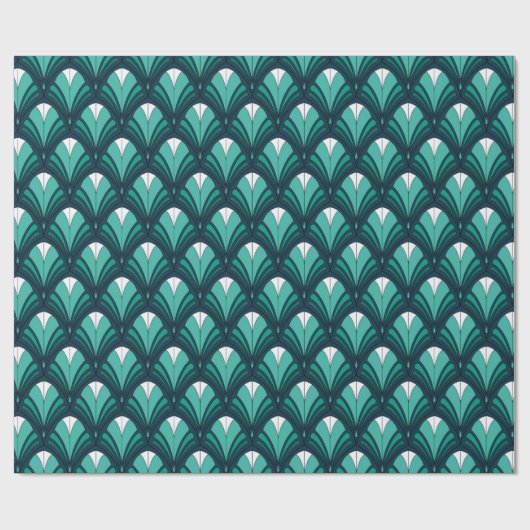 Elegant Art Deco Blue Green Luxury  Pattern Cadeaupapier (Vlak)