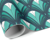 Elegant Art Deco Blue Green Luxury  Pattern Cadeaupapier (Rol Hoek)