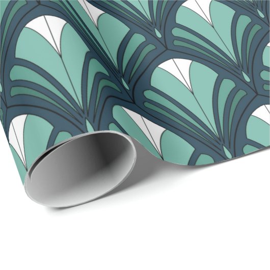 Elegant Art Deco Blue Green Luxury  Pattern Cadeaupapier (Rol Hoek)