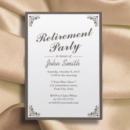 Elegant Art Deco Border Retirement Party Kaart