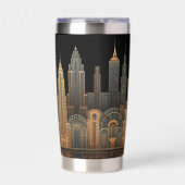 Elegant Art Deco City Skyline in Gold on Black Geïsoleerde Drinkbeker (Voorkant)