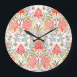 Elegant Art Deco Coral Red Flowers Patroon Grote Klok<br><div class="desc">Mooie Australische oorlogvoering en bloemen in kunstdecostijl</div>