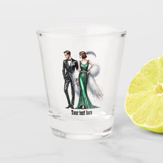 Elegant Art Deco couple customizable Shot Glas (Voorkant)