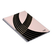 Elegant Art Deco Curves Patroon met Monogram Notitieboek (Rechterzijde)