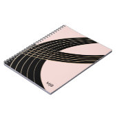 Elegant Art Deco Curves Patroon met Monogram Notitieboek (Linkerzijde)