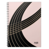 Elegant Art Deco Curves Patroon met Monogram Notitieboek (Voorkant)