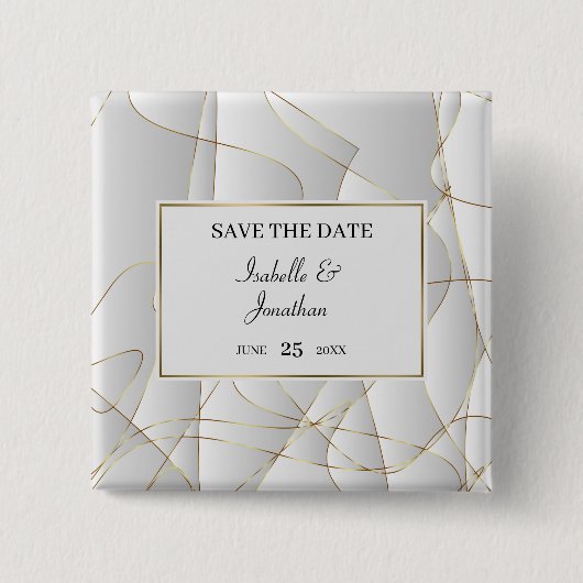 Elegant Art Deco Design Vierkante Button 5,1 Cm (Voorkant)