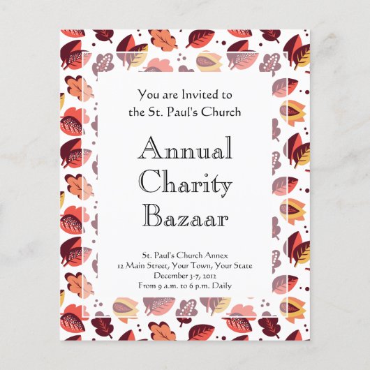 Elegant Art Deco Fall Leaves Autumn Patroon Flyer (Achterkant)